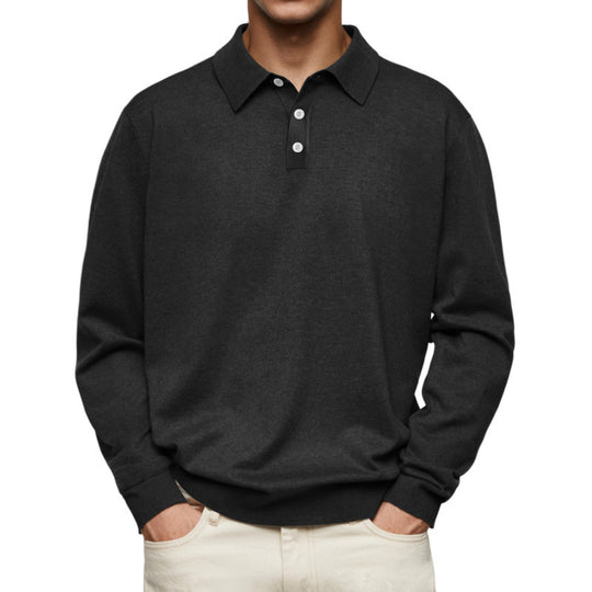 Herren Feinstrick Langarmpoloshirt mit Umlegekragen und Knopfleiste Shop Nory