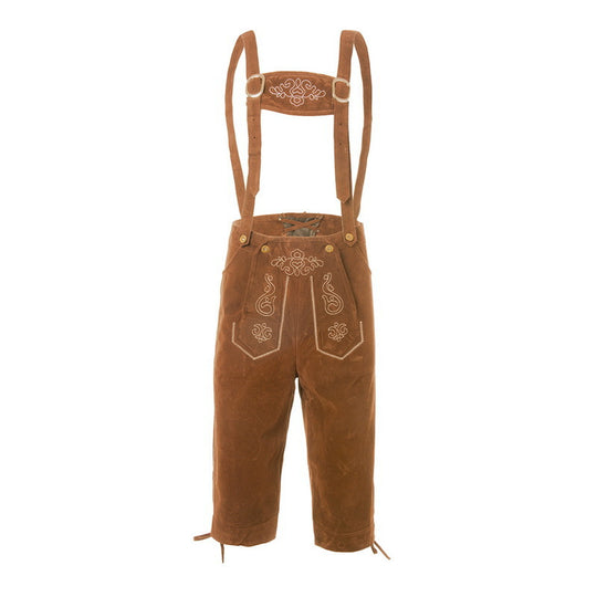 Herren nan traditionelle Wildleder Lederhose mit bestickten Trägern und Kniebund Shop Nory