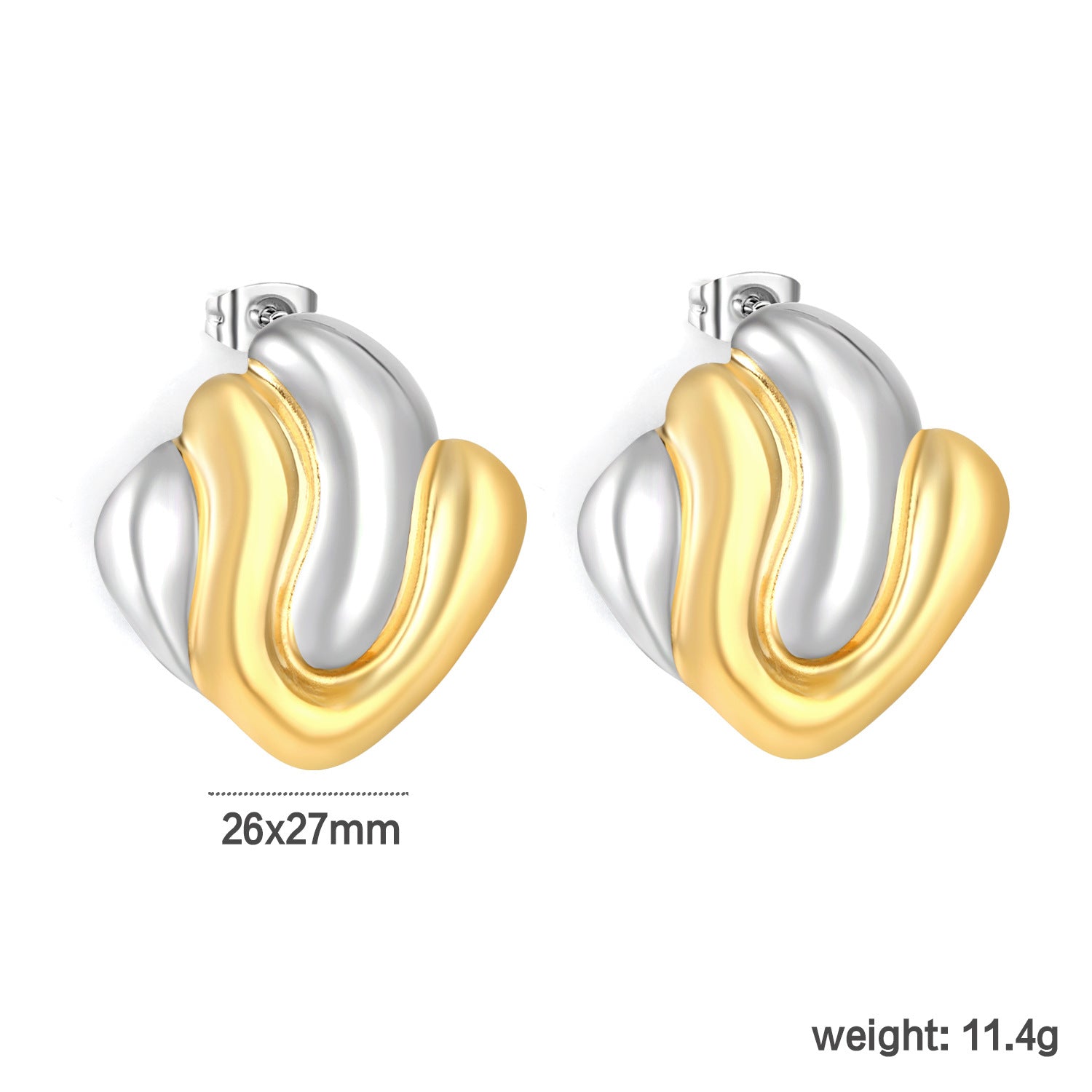 Damen Ohrstecker mit kunstvollem Wellen-Design aus hochwertigem Edelstahl Shop Nory