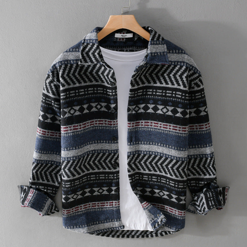 Herren Gestricktes Hemd-Overshirt im geometrischen Muster Shop Nory