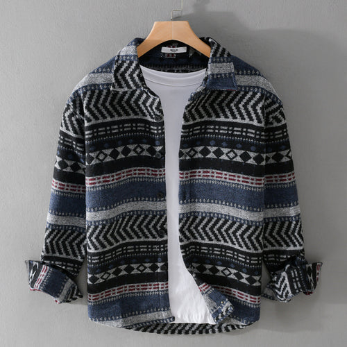 Herren Gestricktes Hemd-Overshirt im geometrischen Muster Shop Nory