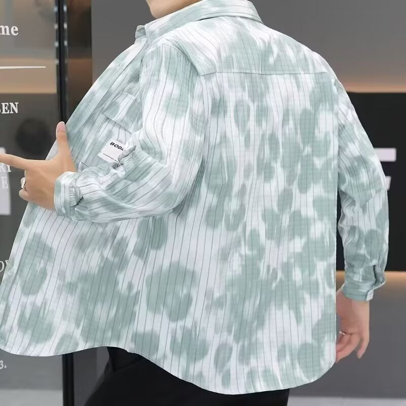 Herren Hemdjacke mit vertikalen Nadelstreifen und aufgesetzten Brusttaschen Shop Nory
