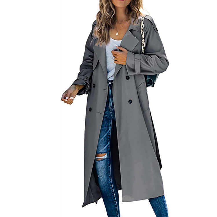 Damen Modischer Trenchcoat mit doppelter Knopfleiste und lässigem Schnitt