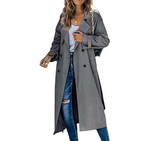 Damen Modischer Trenchcoat mit doppelter Knopfleiste und lässigem Schnitt