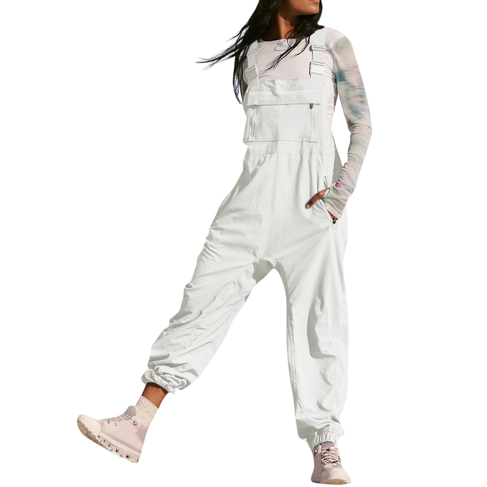 Damen Lässiger Jumpsuit mit praktischen Taschen und elastischem Saum Shopnory