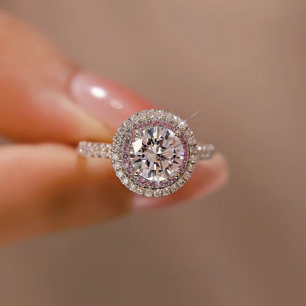 Damen eleganter Halo-Ring mit funkelndem Kristallbesatz Shop Nory