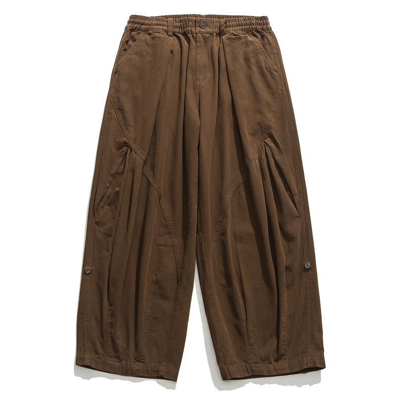 Damen Culotte-Hose im Paperbag-Stil mit elastischem Bund, Teilungsnähten und weitem Bein Shop Nory