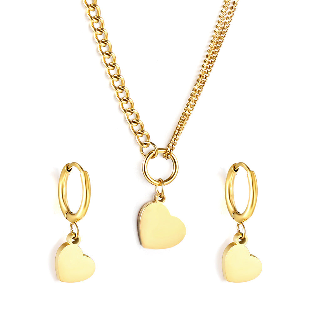 Damen Schmuckset mit hängenden Herzanhängern aus hochwertigem Edelstahl und vergoldeter Kette Shop Nory