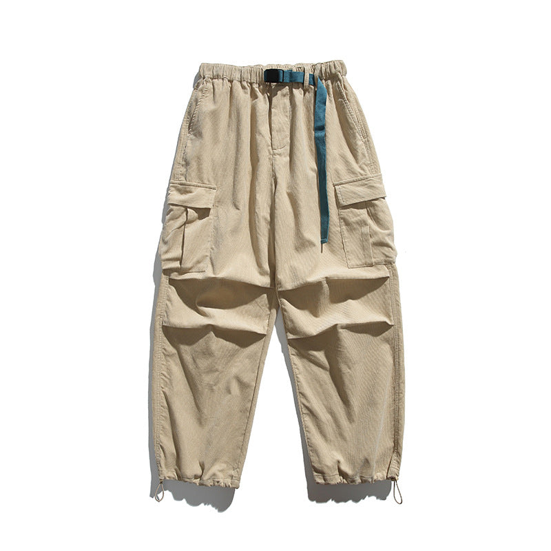 Herren Baggy-Cargohose mit elastischem Bund, Utility-Taschen und Kordelabschluss Shop Nory