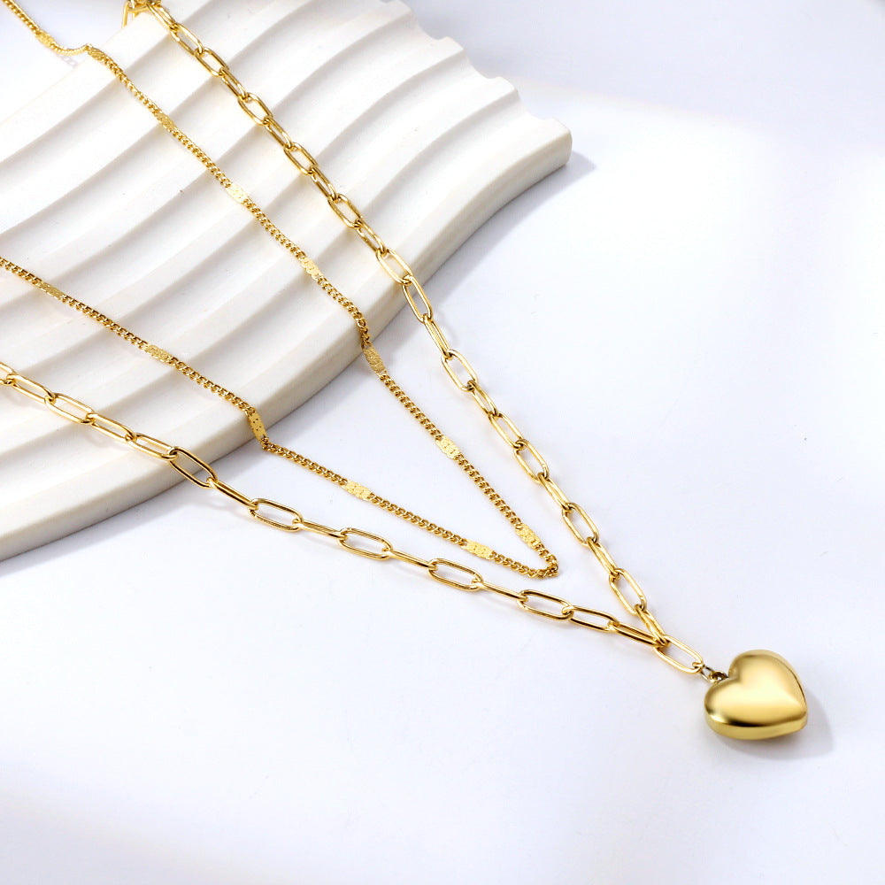 Damen Halskette mit goldplattiertem Herzanhänger und verstellbarem Kettendesign Shop Nory