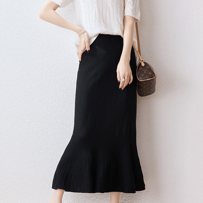 Damen Eleganter Strickrock mit Volant Shop Nory
