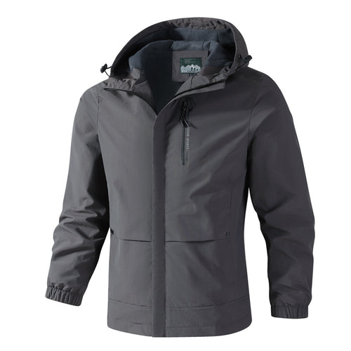 Herren Wasserdichte Softshell-Regenjacke mit Kapuze, Brust-Reißverschluss und Fleece-Innenkragen Shop Nory