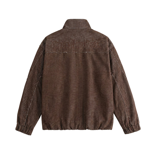 Unisex Kurzer Cord-Boxy‑Blouson mit Stehkragen, durchgehendem Reißverschluss und elastischem Saum Shop Nory