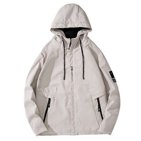 Herren Leichte Kapuzen-Softshelljacke im urbanen Utility-Stil mit verstellbarer Kapuze und verdecktem Reißverschluss Shop Nory