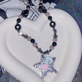 Damen Kette mit funkelndem Sternenanhänger und bunten Perlen Shop Nory