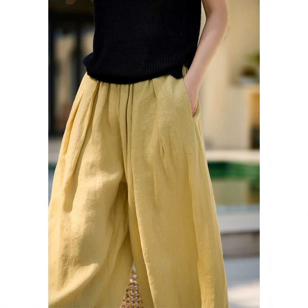 Damen Lässige, weit geschnittene Leinenhose Shop Nory