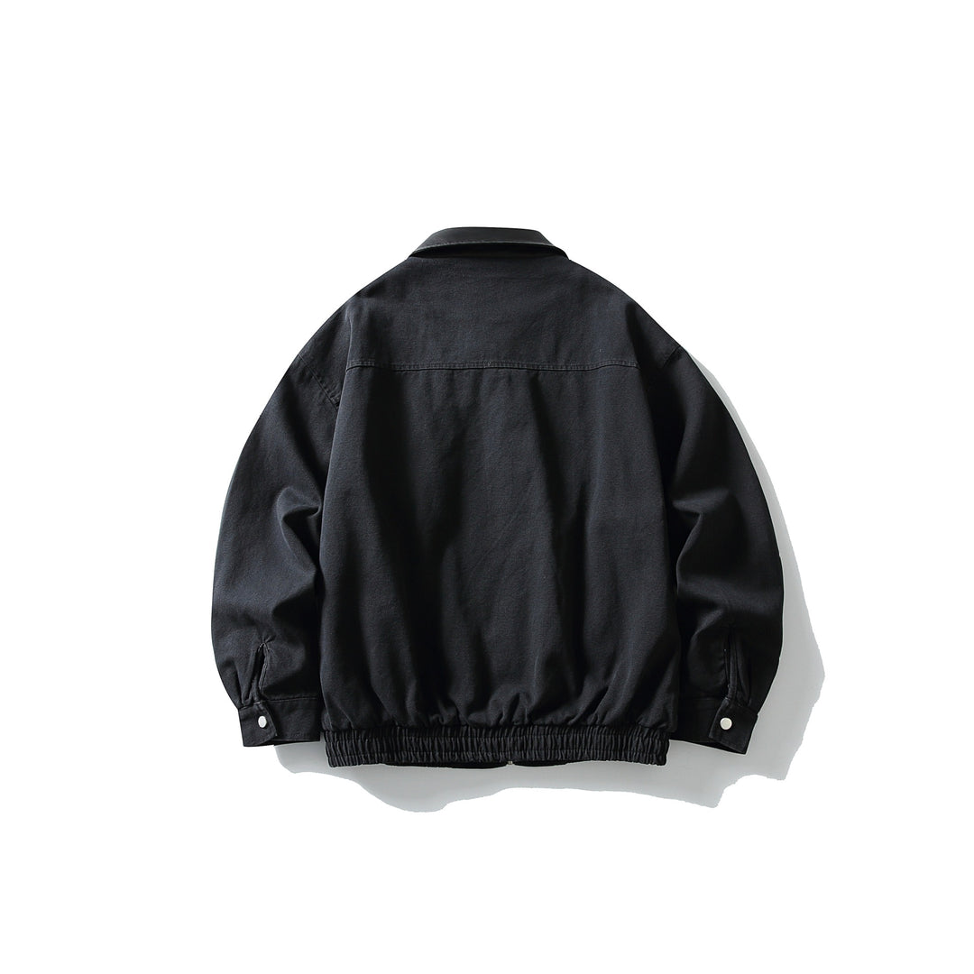 Herren Kurz geschnittener Boxy‑Blouson mit kontrastierendem Lederkragen Shop Nory