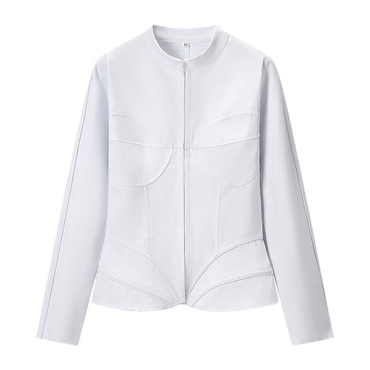 Damen Taillierte Kurzjacke mit Stehkragen und konturierenden Abnähern Shop Nory