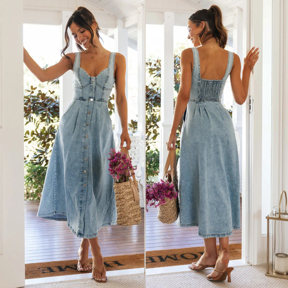 Damen Jeanskleid mit Knopfleiste und lässigem Schnitt