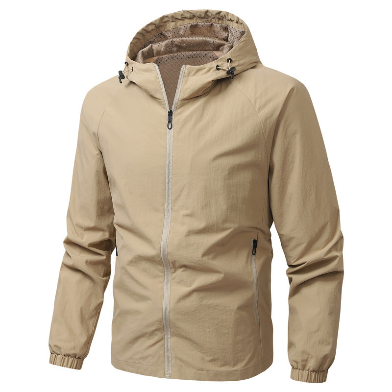 Herren Leichte Kapuzen-Windjacke mit Mesh‑Futter, durchgehendem Reißverschluss & elastischen Bündchen Shop Nory