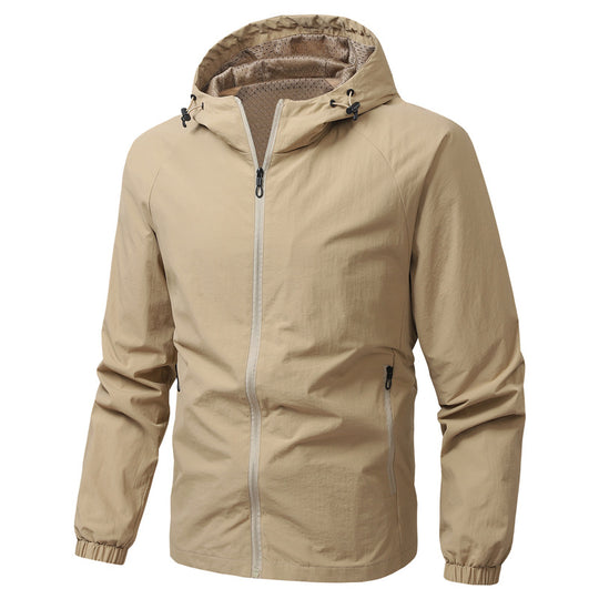 Herren Leichte Kapuzen-Windjacke mit Mesh‑Futter, durchgehendem Reißverschluss & elastischen Bündchen Shop Nory
