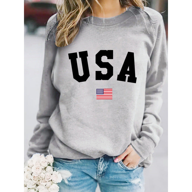 Damen Sweatshirt mit modernem USA-Statement und gemütlicher Passform