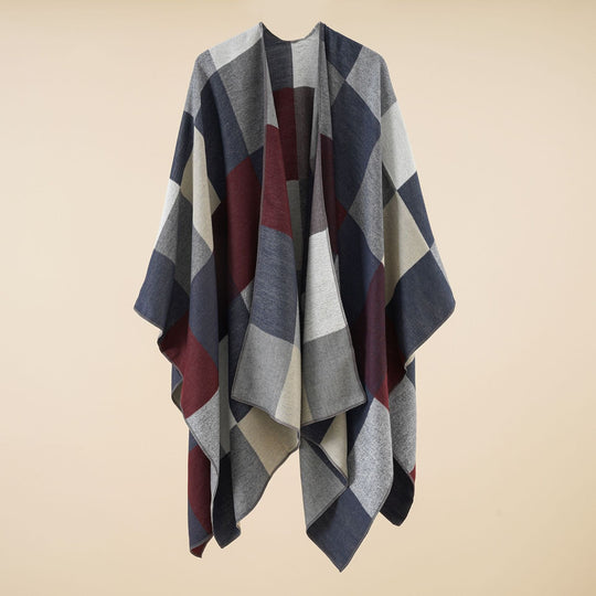 Damen Leichter Jacquard-Poncho mit geometrischem Muster und asymmetrischem Saum Shop Nory
