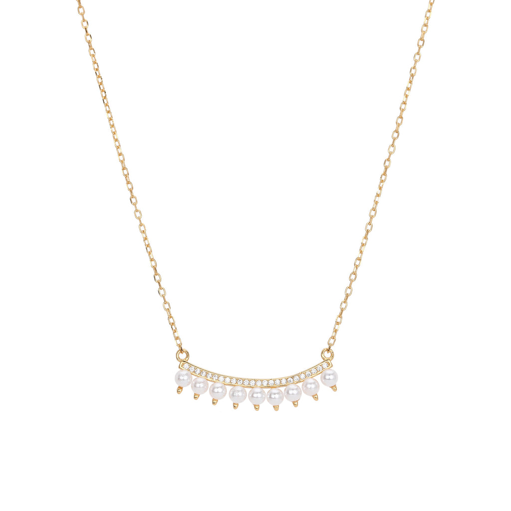 Damen Halskette mit feinem Zirkonschmuck und Perlenakzenten Shop Nory