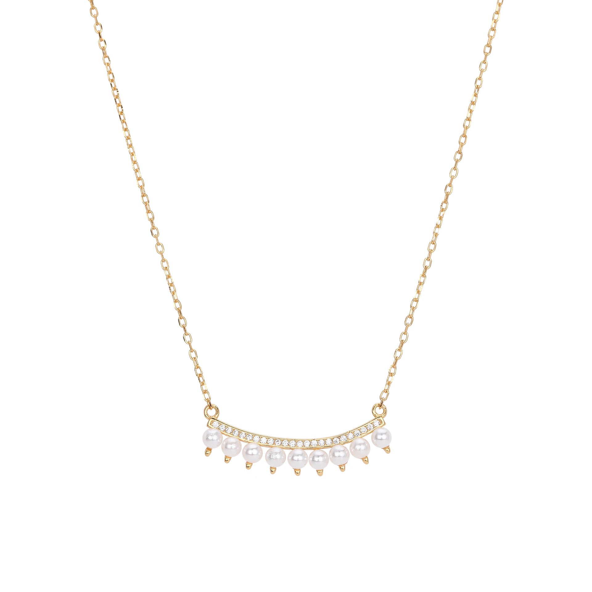 Damen Halskette mit feinem Zirkonschmuck und Perlenakzenten Shop Nory