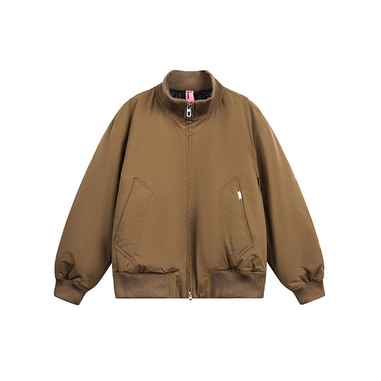 Unisex Boxy Bomberjacke im Oversize-Stil mit Rippbündchen und Zwei-Wege-Reißverschluss Shop Nory