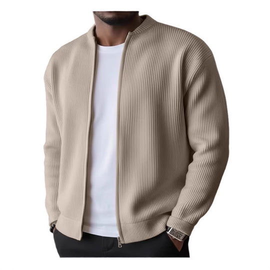Herren Rippstrick Bomber Cardigan mit vollem Reißverschluss EB