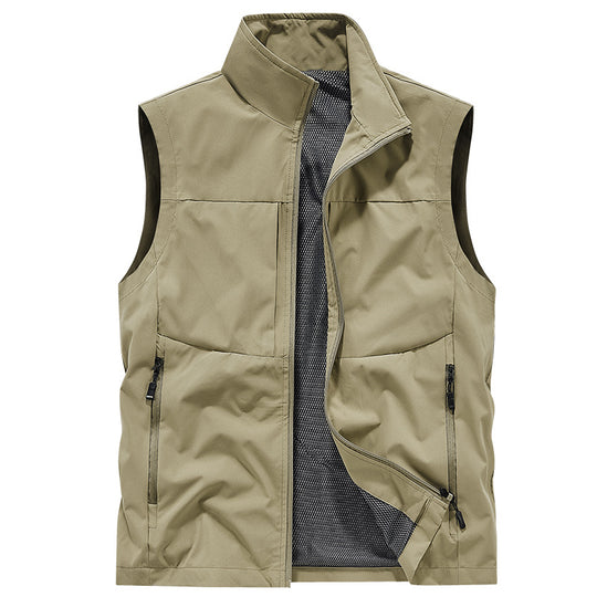 Herren Multifunktionale Outdoor-Weste mit winddichter Mikrofaser, Mesh-Innenfutter und verdeckten Reißverschlusstaschen Shop Nory