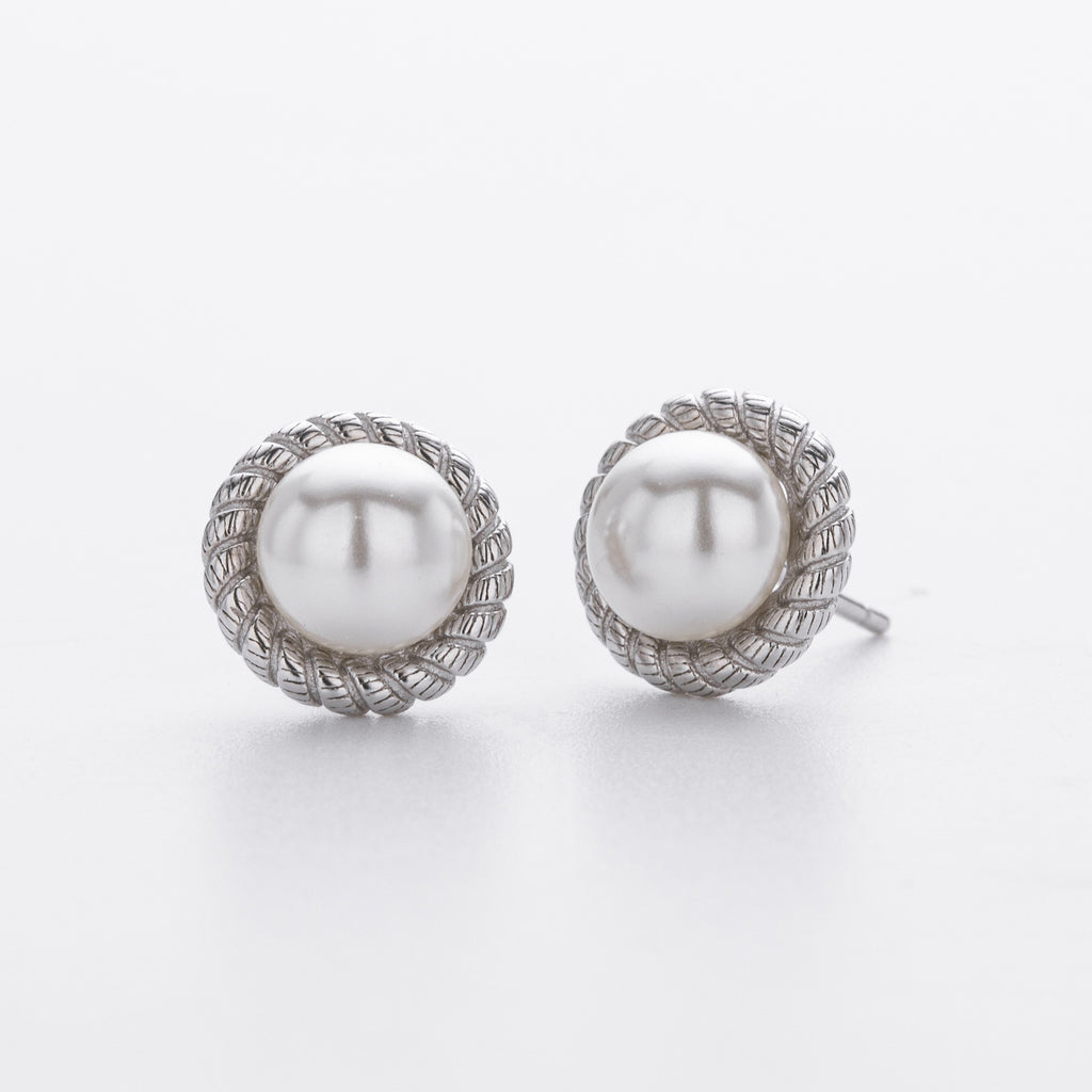 Damen Ohrstecker mit feinem Perlenbesatz und elegantem Zopfmuster Shop Nory