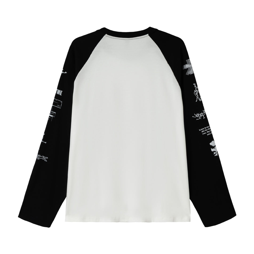 Unisex Langarm-Raglanshirt mit grafischem Print und kontrastierendem Rundhalsausschnitt Shop Nory
