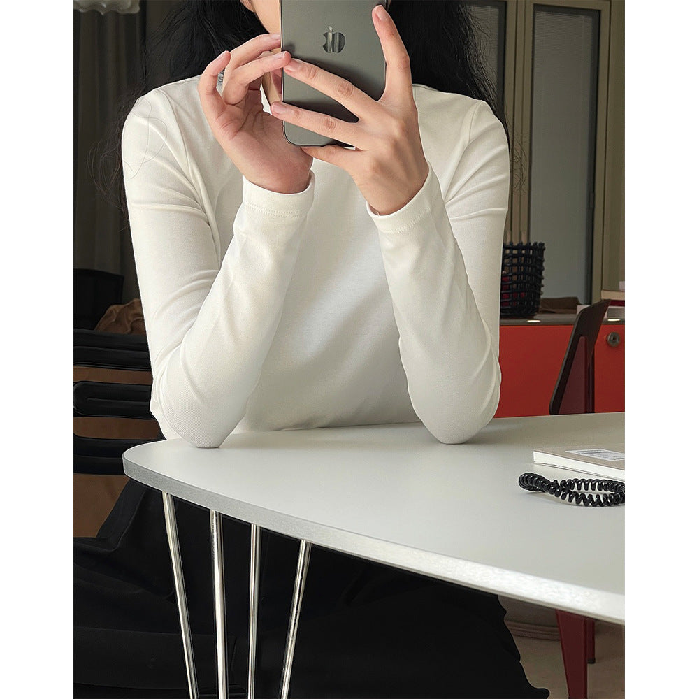 Damen Cropped-Basic-Longsleeve mit schmaler Passform und Rundhalsausschnitt Shop Nory