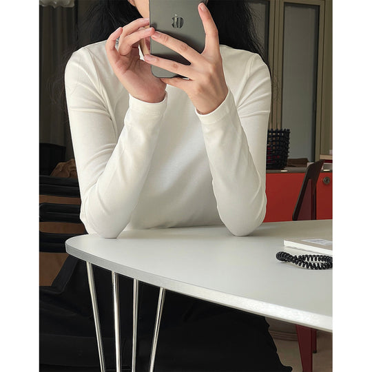 Damen Cropped-Basic-Longsleeve mit schmaler Passform und Rundhalsausschnitt Shop Nory