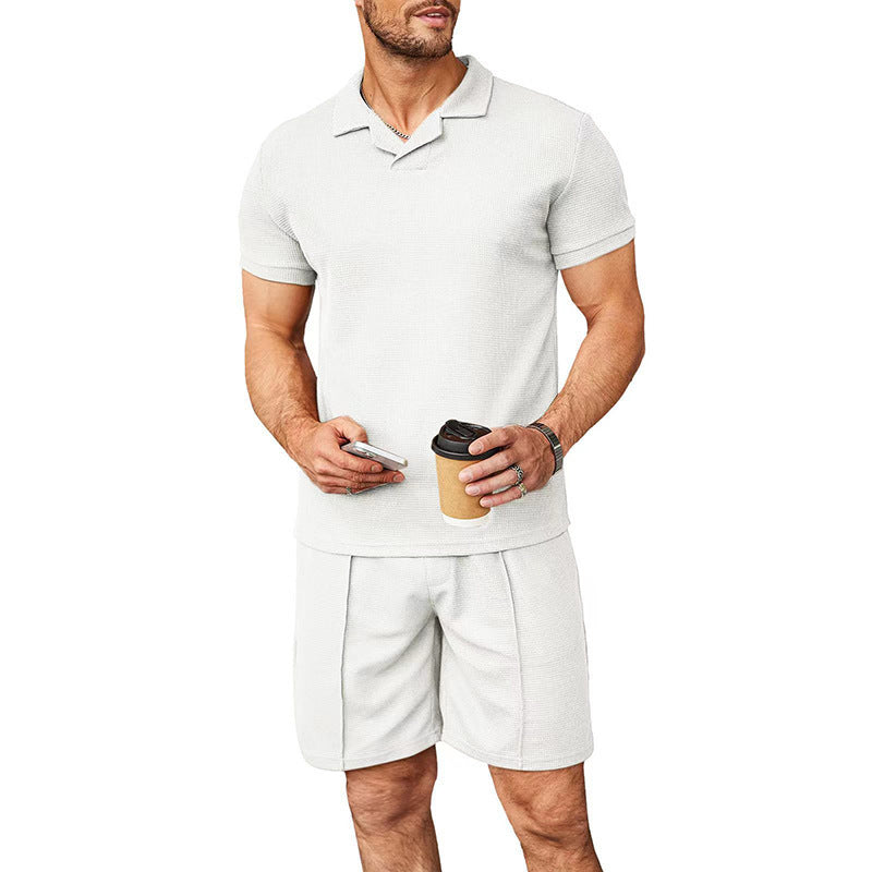 Herren Freizeit Polo- und Shorts-Set aus atmungsaktivem Material Shopnory
