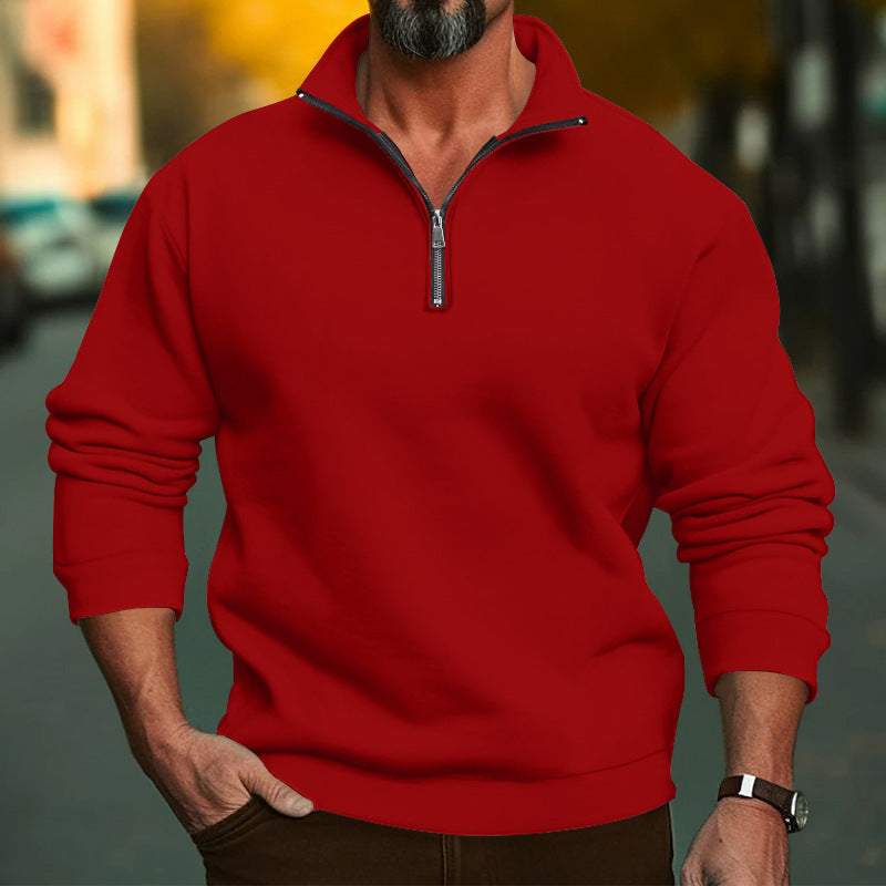 Herren Sweatshirt mit halblangem Reißverschluss und weichem Innenfutter