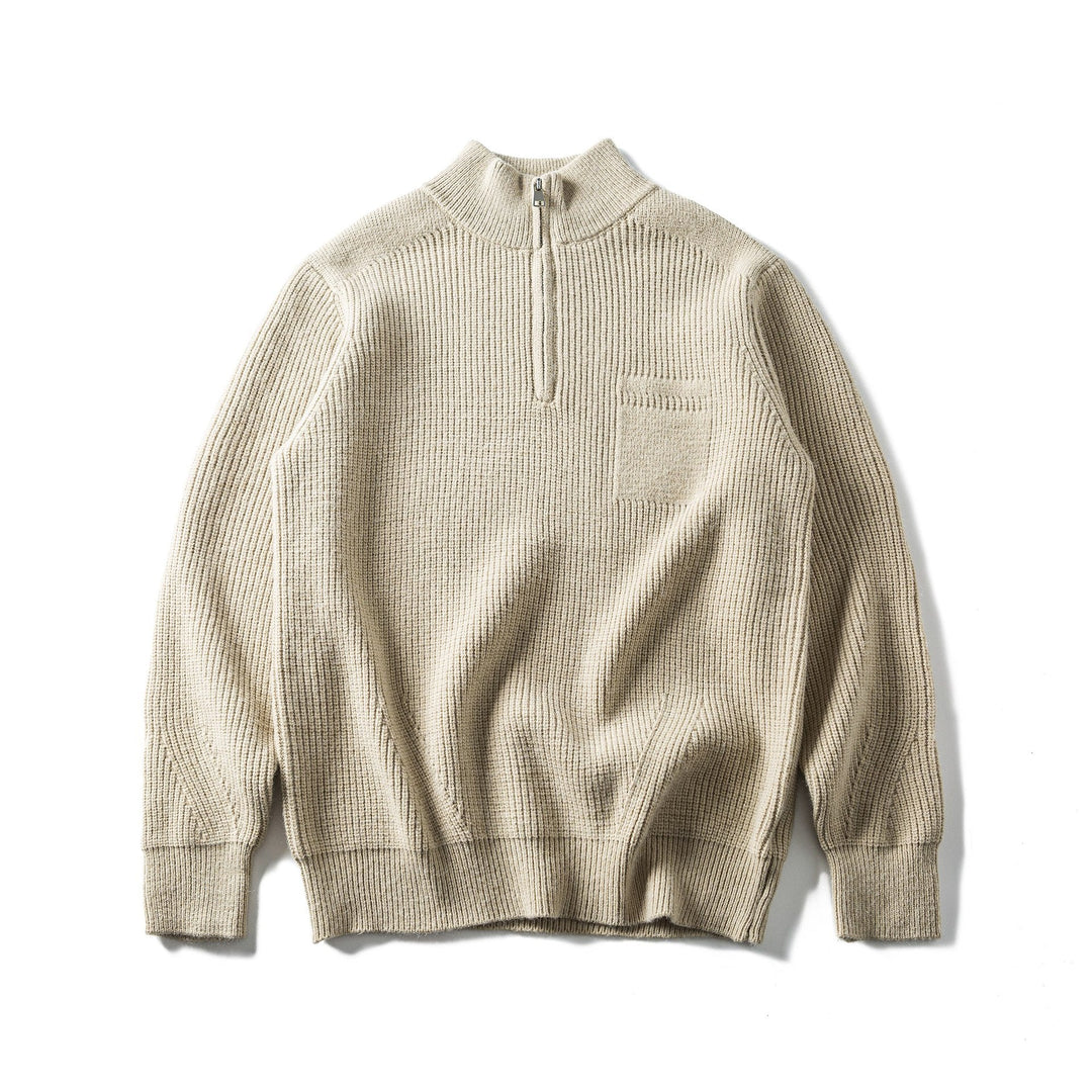 Herren Grobstrick Half‑Zip Pullover mit Stehkragen und Brusttasche Shop Nory