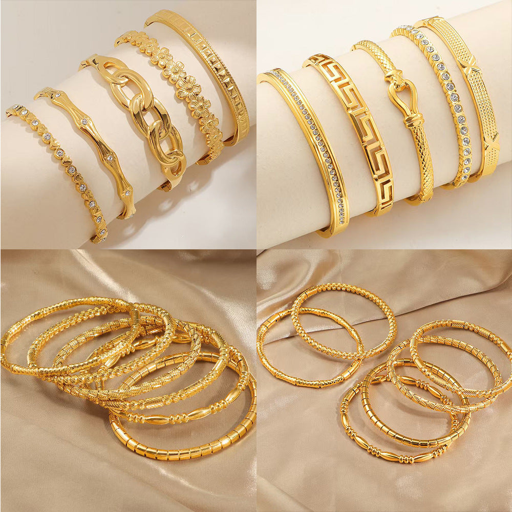 Frauen Elegante Goldplattierte Funkelnde Armband Shop Nory