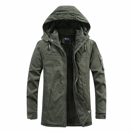 Herren winddichter Canvas-Parka mit kuscheliger Teddyfleece-Fütterung und funktionaler Kapuze Shop Nory