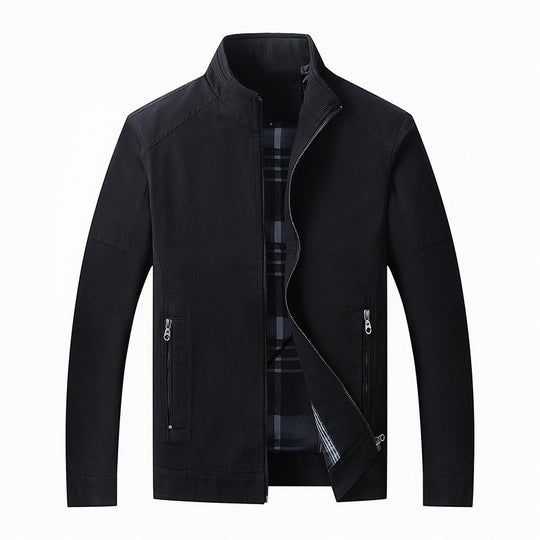 Herren funktionaler Canvas-Zip-Blouson mit Stehkragen und verdeckten Reißverschlusstaschen Shop Nory