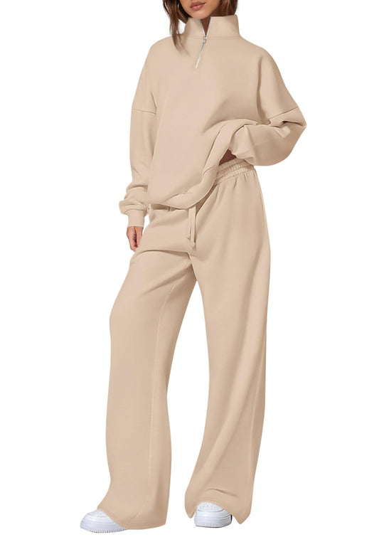 Damen nan oversized Jogginganzug mit Stehkragen halbem Reißverschluss und weitem Bein Shop Nory