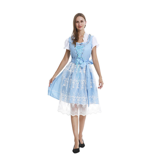 Damen nan romantisches Alpenkleid mit geschnürtem Mieder, Spitzeneinsatz und Taillenschärpe Shop Nory