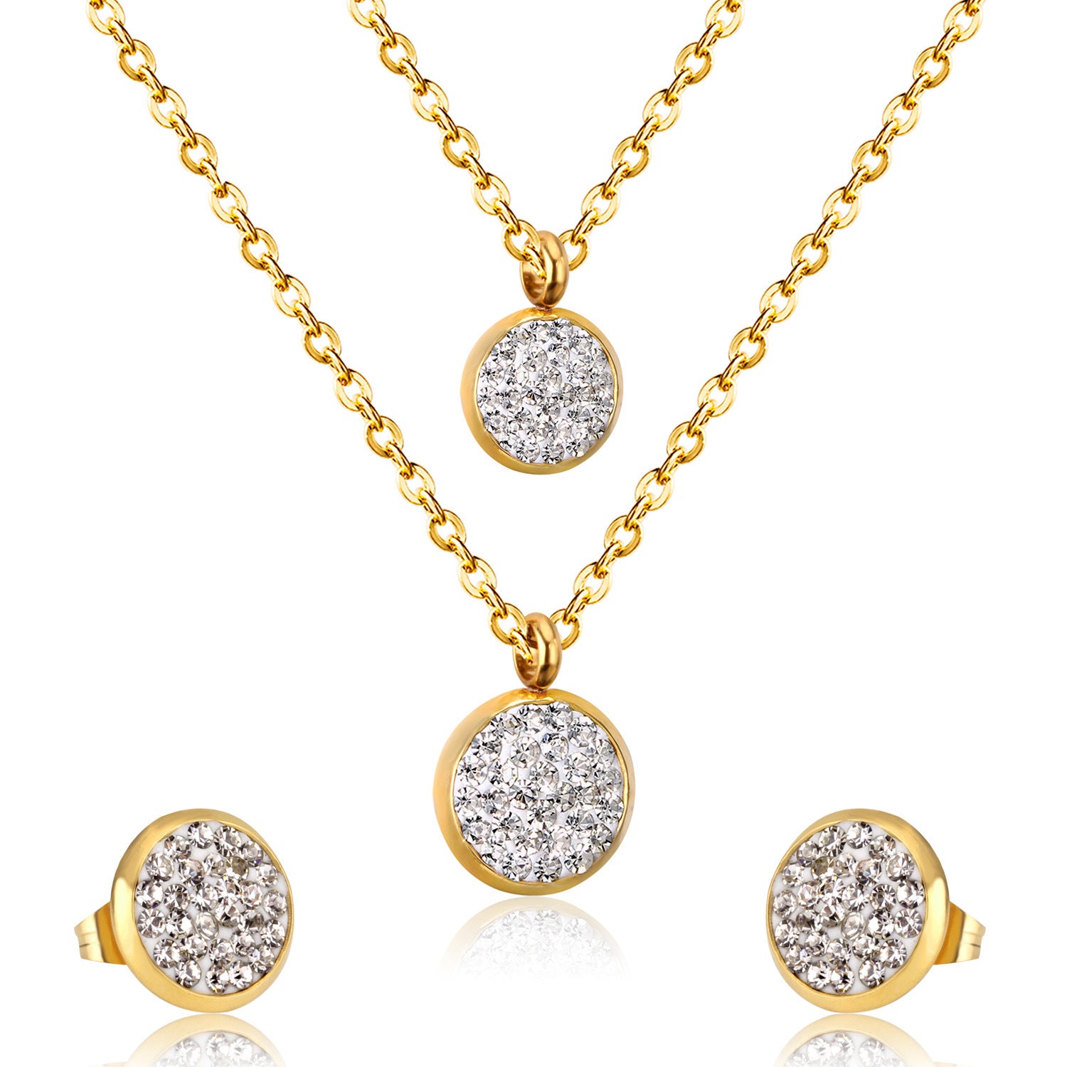 Damen Schmuckset mit funkelndem Kristallanhänger und passenden Ohrsteckern Shop Nory
