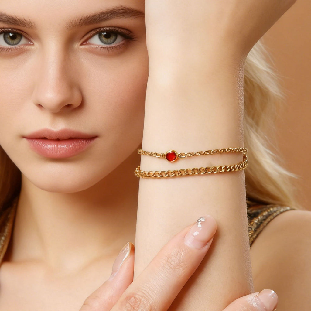 Damen Elegante Doppelreihe Armband mit funkelndem Kristall Shop Nory
