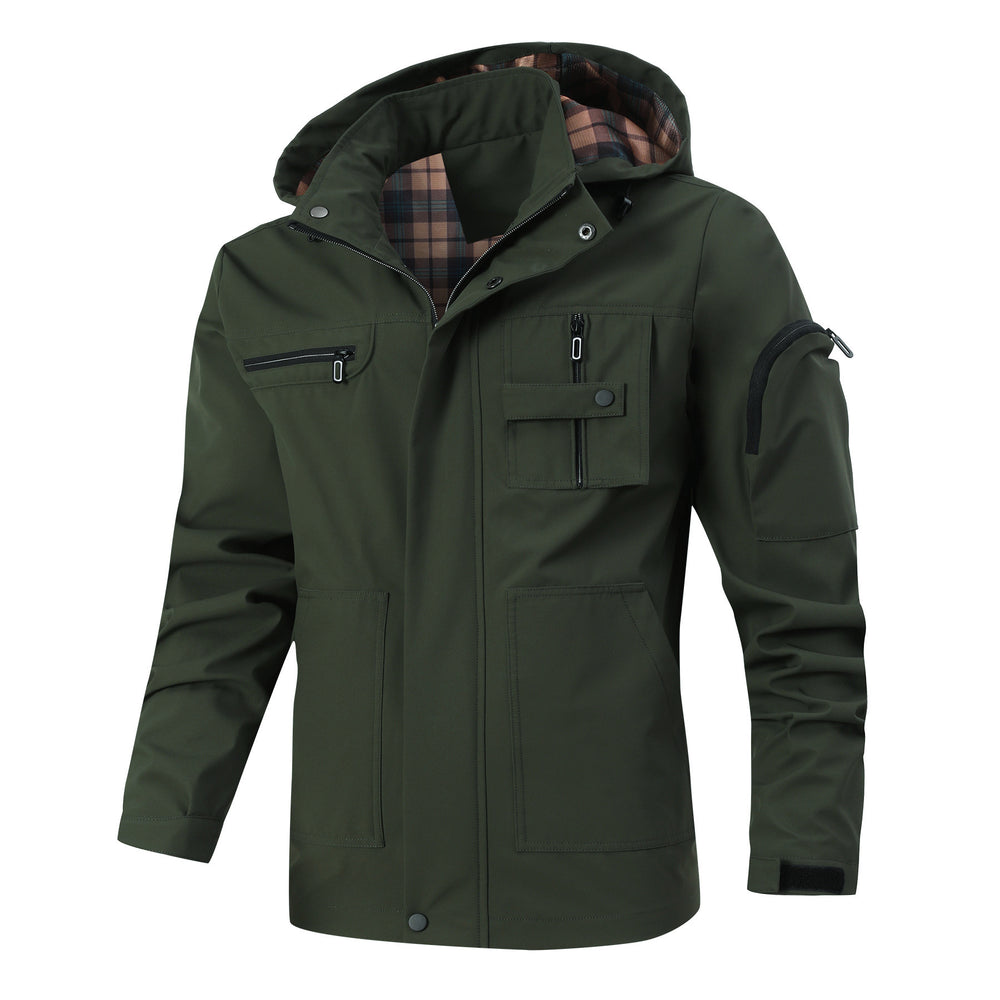 Herren Wasserabweisender Softshell-Parka mit Kapuze, reflektierenden Einsätzen und Multifunktionstaschen Shop Nory