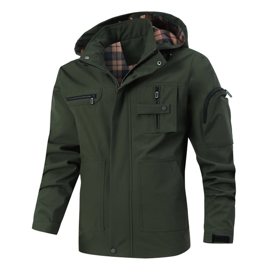 Herren Wasserabweisender Softshell-Parka mit Kapuze, reflektierenden Einsätzen und Multifunktionstaschen Shop Nory