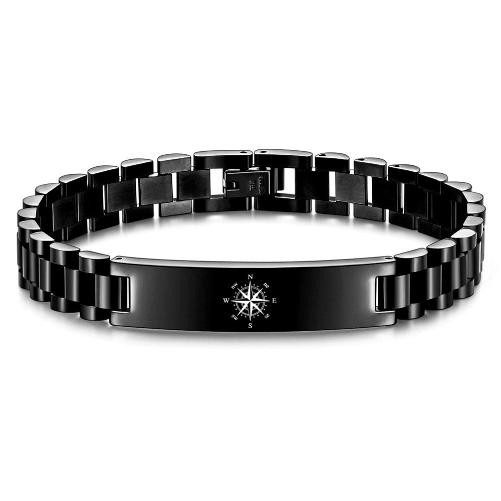 Herren Armband mit Kompass-Motiv und modernem Edelstahl-Design Shop Nory