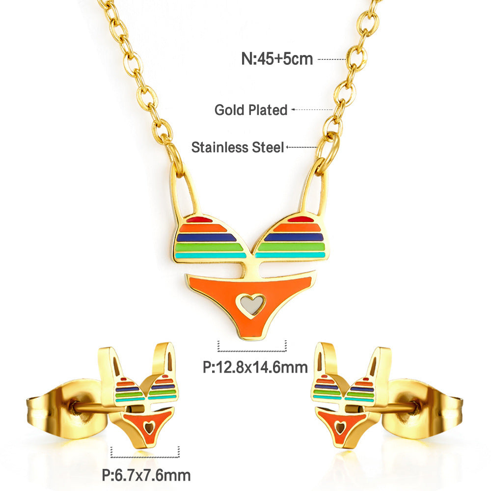 Damen Schmuckset mit buntem Anhänger und eleganten Ohrringen Shop Nory